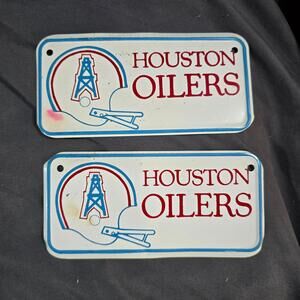 2x NFL Houston Oilers Decorative Bicycle License Plate Metal Vintage